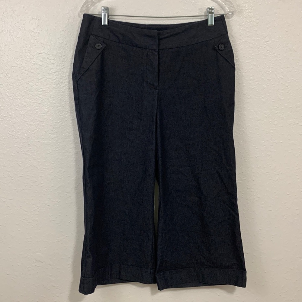 Worthington Navy Cropped Wide Leg Dress Pants Size 8